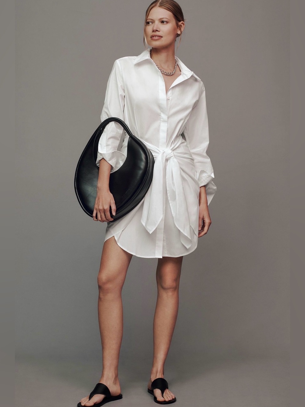 NWT Anthropologie Derek Lam 10 Crosby cotton Tie Front Charlotte Shirtdress - Picture 2 of 14